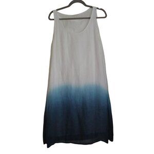 Eileen Fisher Linen Hombre Dress Lined Coastal Grandma Mature Beachy